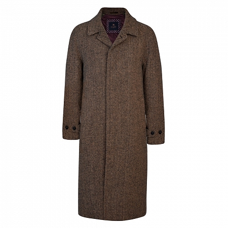 Brown Donegal Tweed Corrib Quilted Raglan Coat